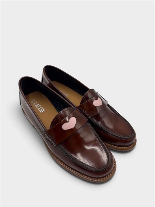 Mocassino color sella in pelle con cuore rosa IL LACCIO | ANGYABRASIVATOSELLA